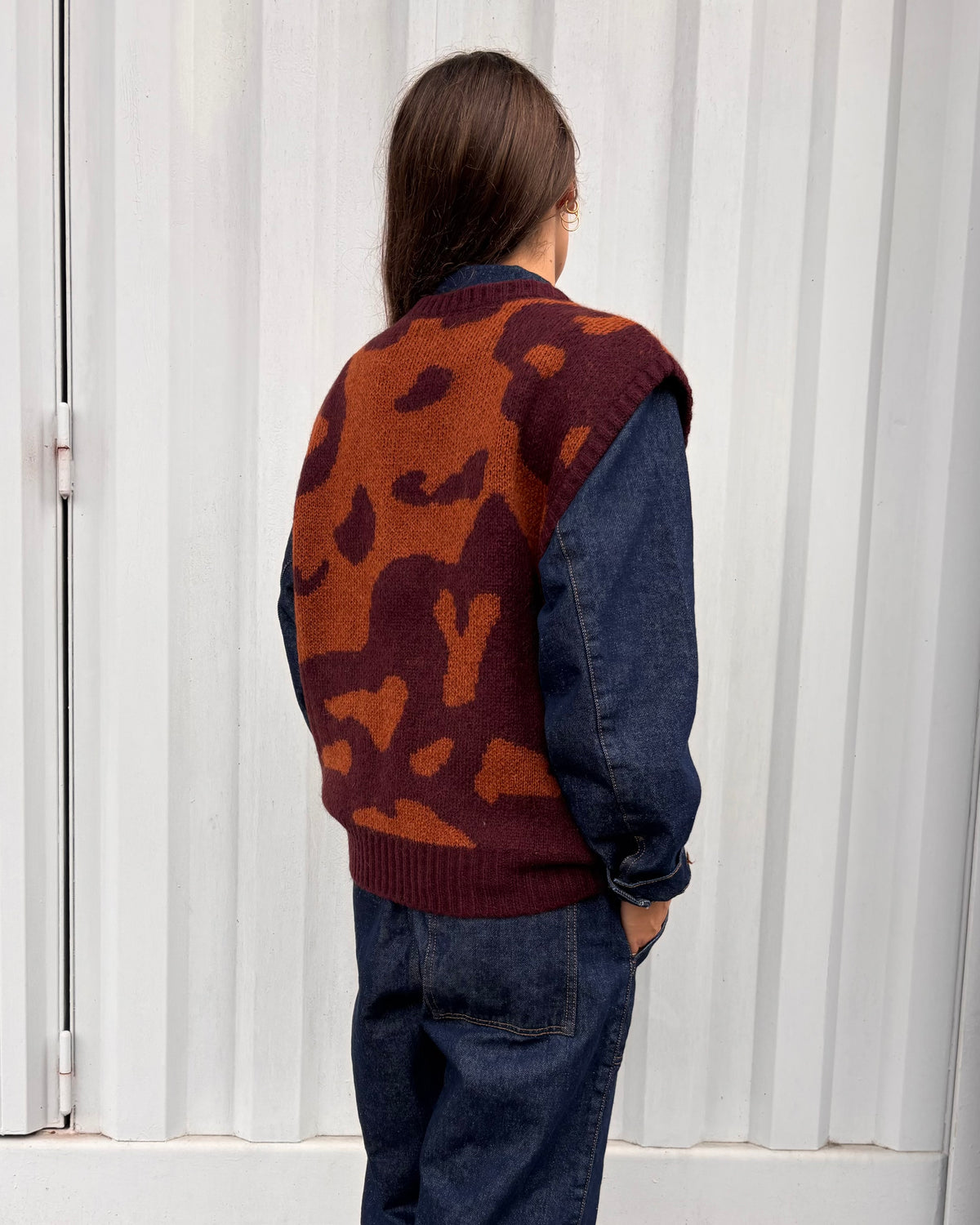 Gilet jacquard bordeaux