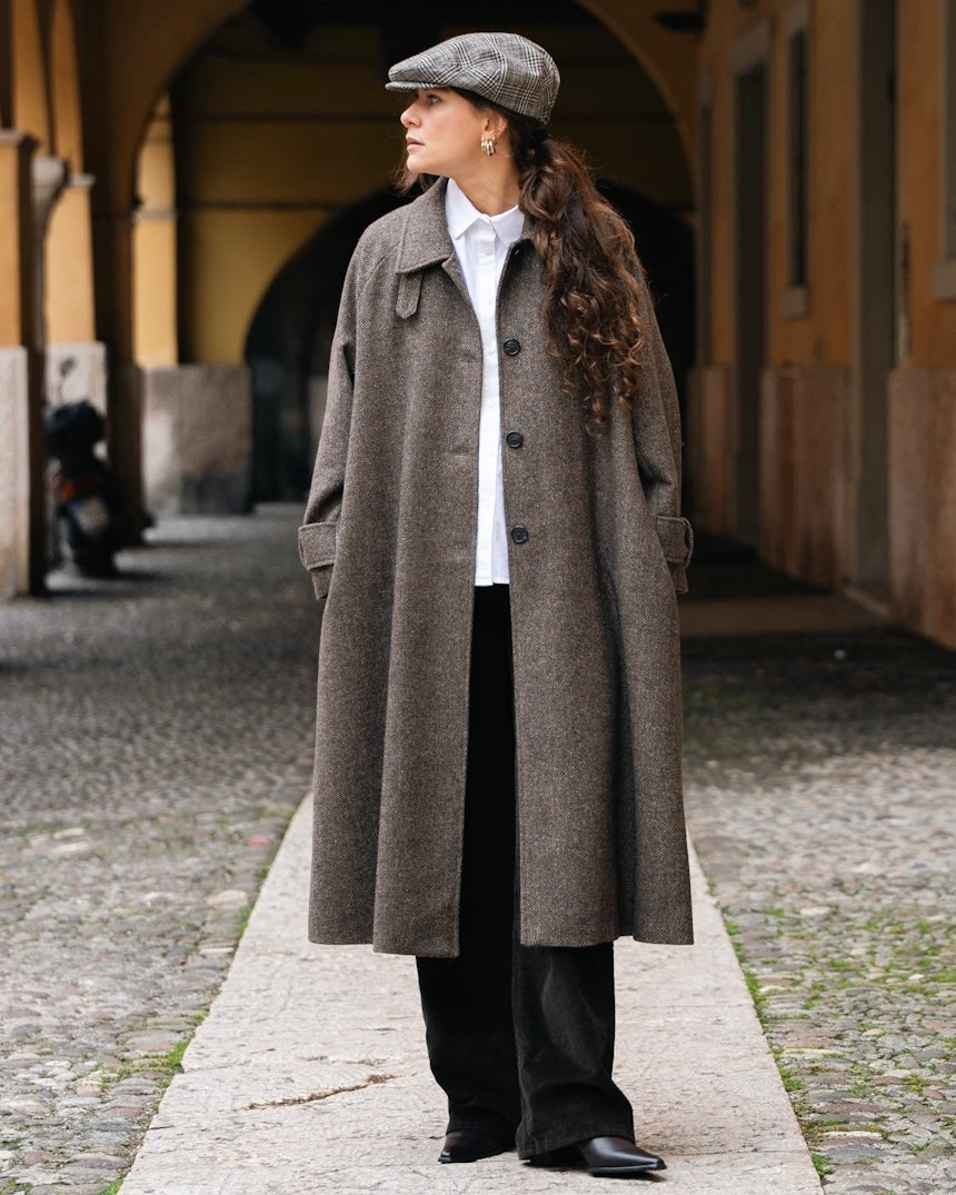 Cappotto lungo oversize spigato