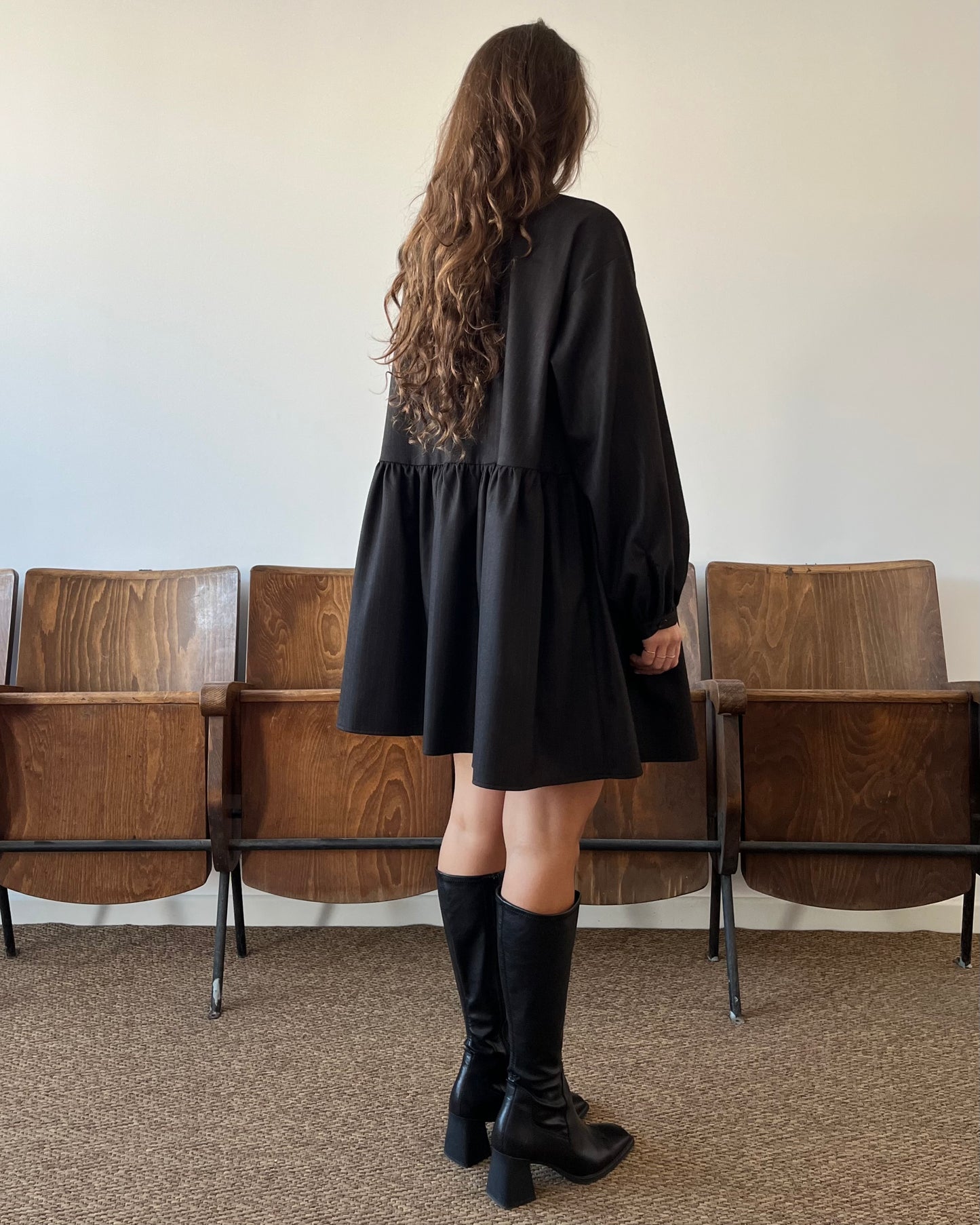 Vestito camicia gessato marrone