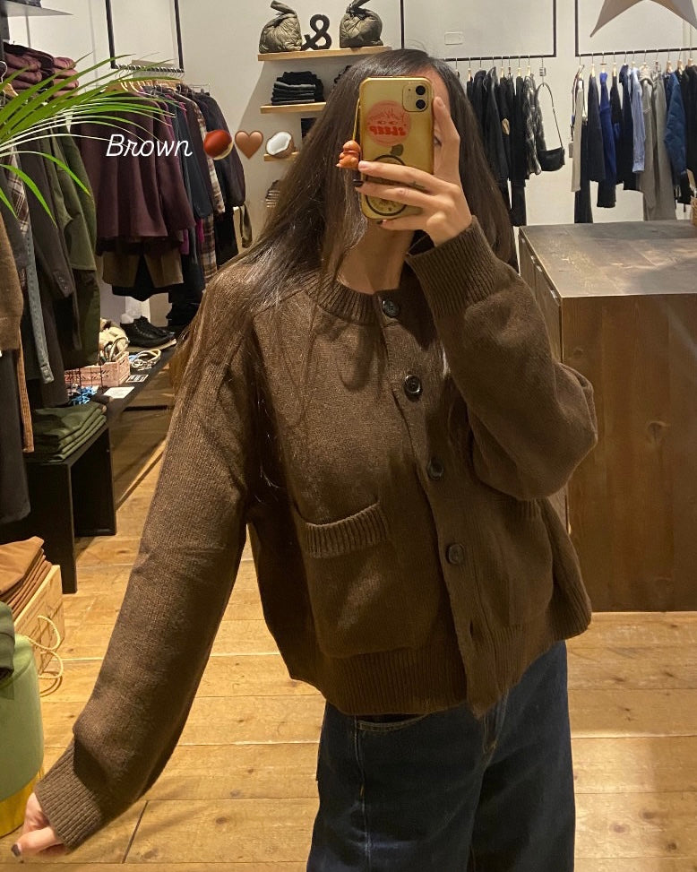 Cardigan in lana marrone