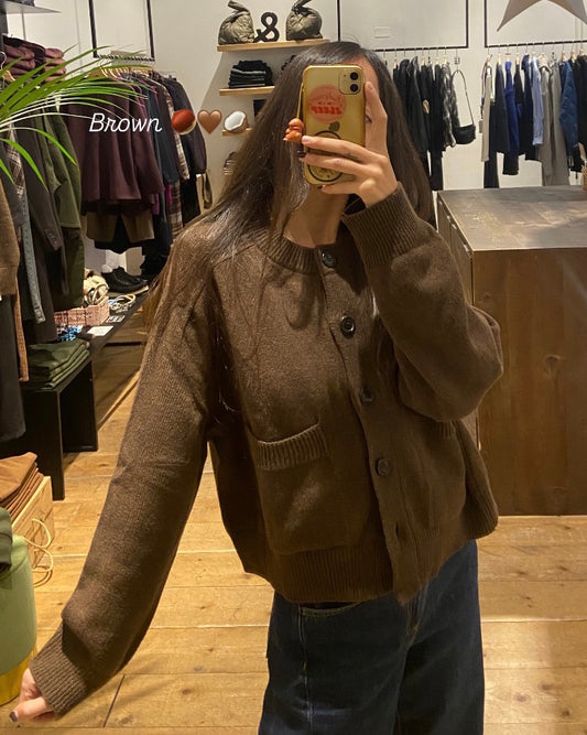 Cardigan in lana marrone