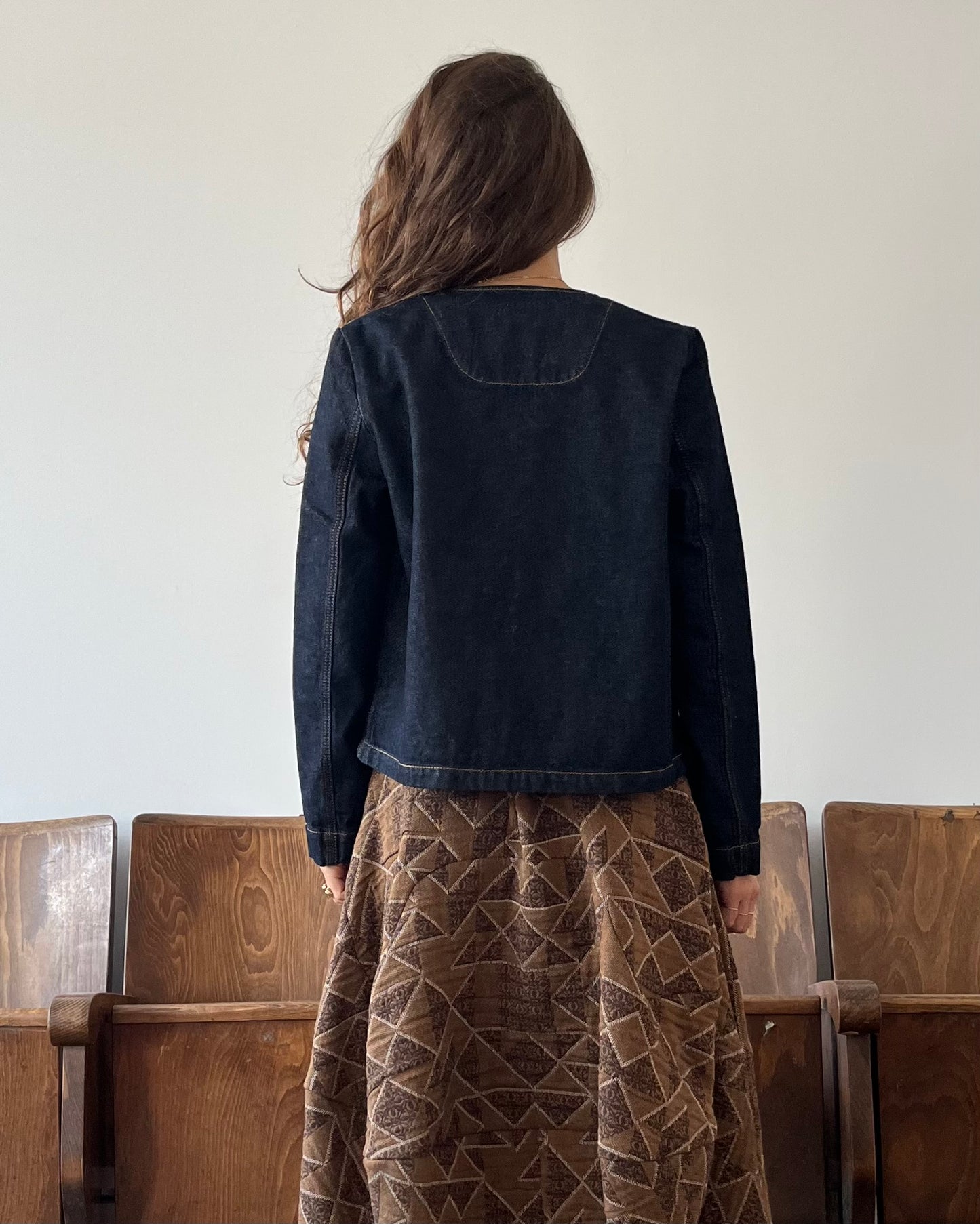 Giubbino in denim raw blue