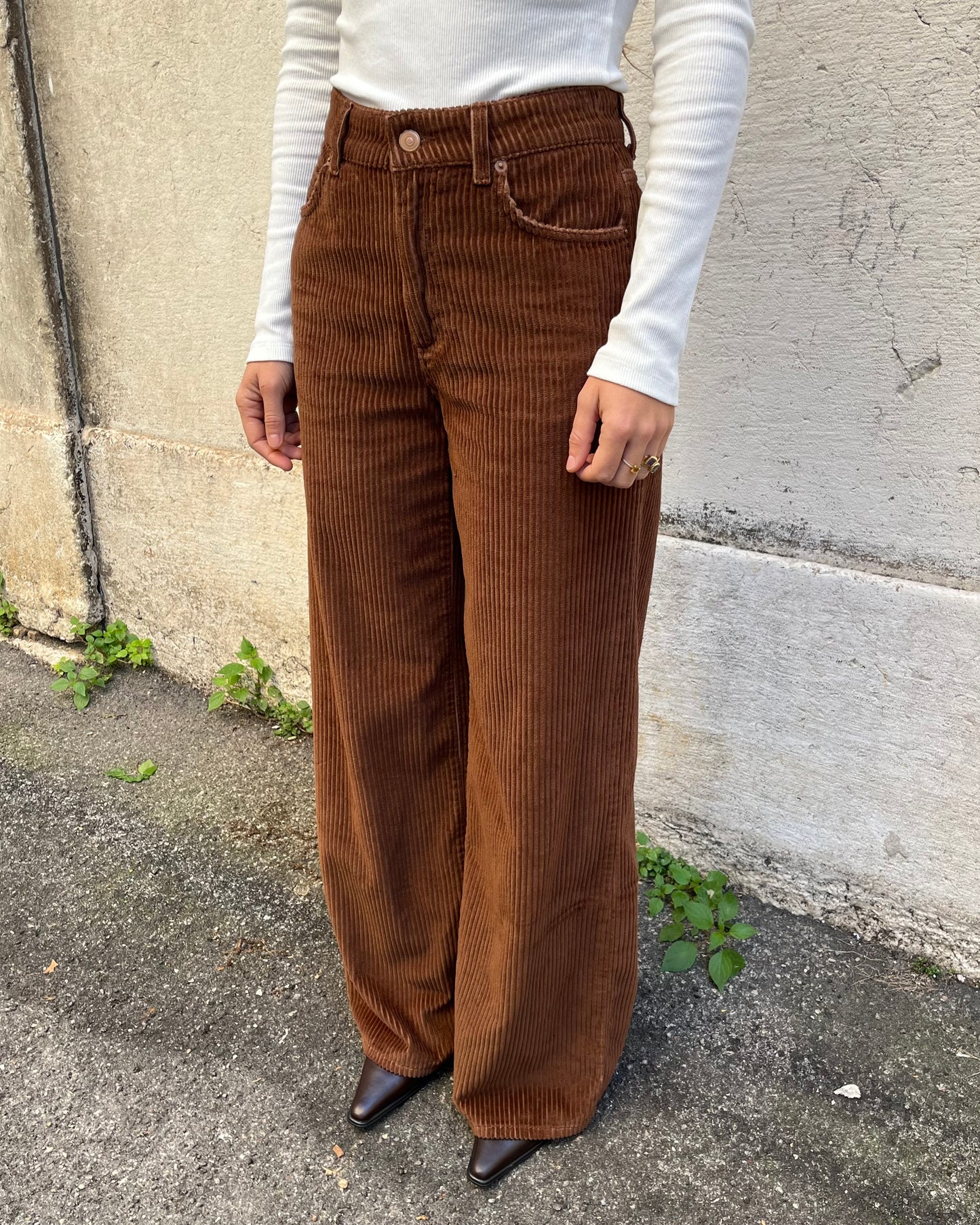 Pantaloni Valentine in velluto castagna