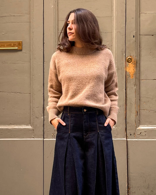 Maglione mohair cammello