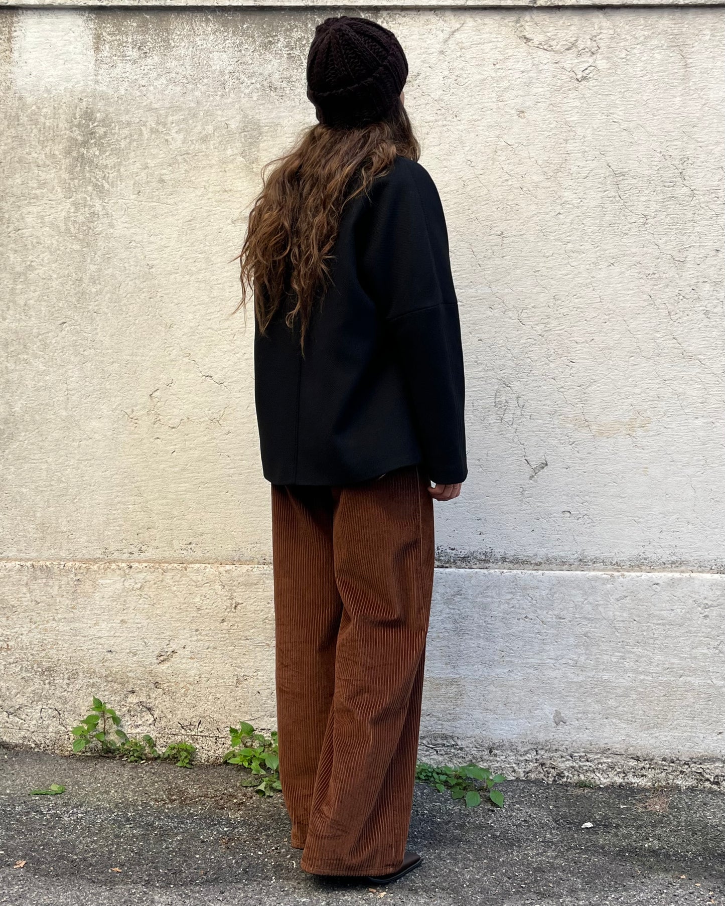 Cappotto corto con cintura nero