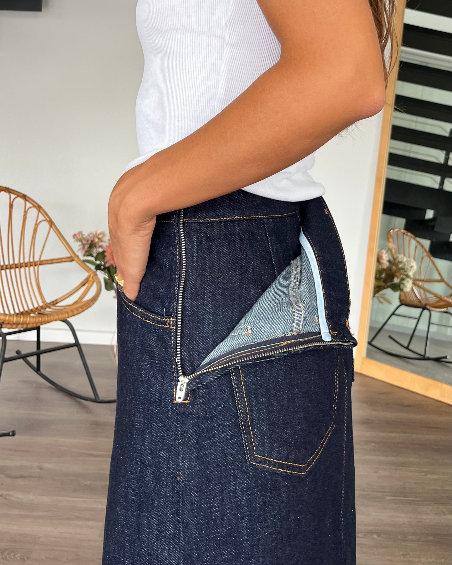 Joke denim pant skirt